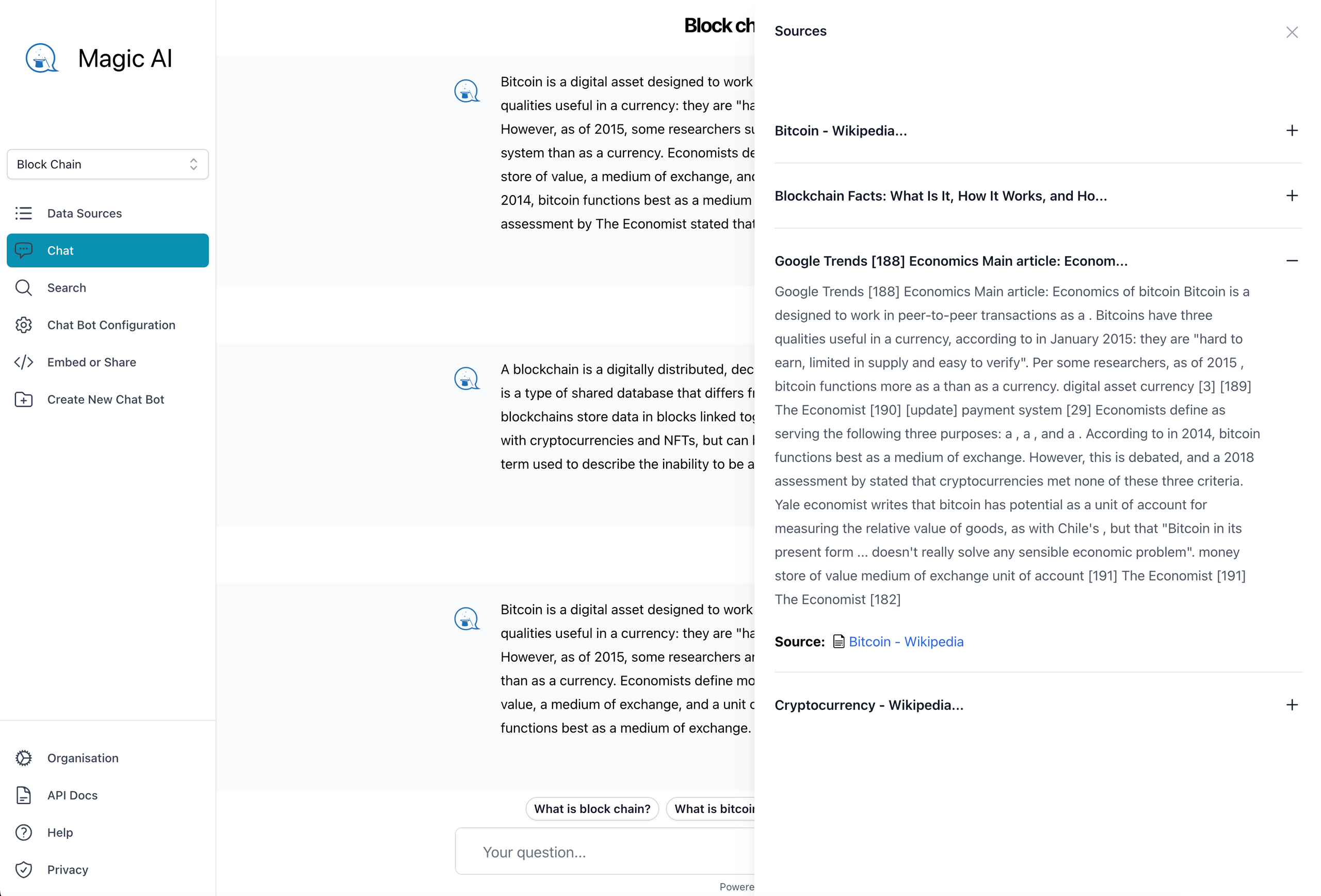 View data sources with your ansers